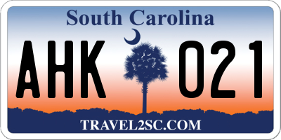 SC license plate AHK021