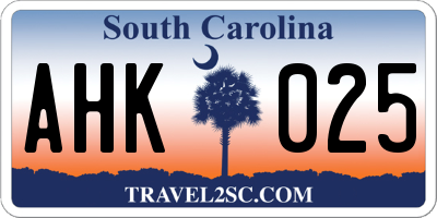 SC license plate AHK025