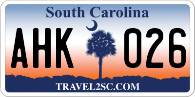 SC license plate AHK026