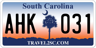 SC license plate AHK031