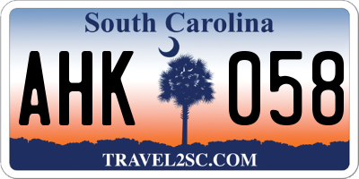 SC license plate AHK058