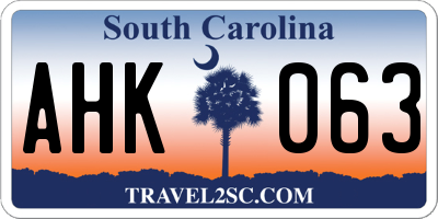 SC license plate AHK063