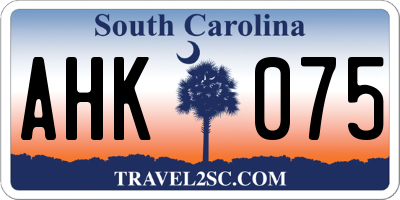 SC license plate AHK075