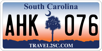 SC license plate AHK076