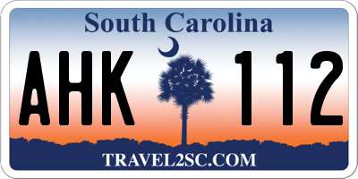 SC license plate AHK112