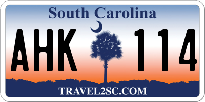 SC license plate AHK114