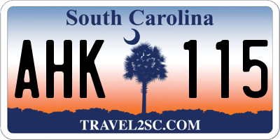 SC license plate AHK115