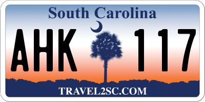 SC license plate AHK117