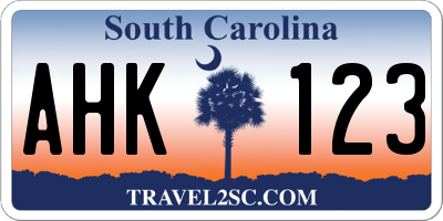 SC license plate AHK123