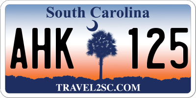 SC license plate AHK125
