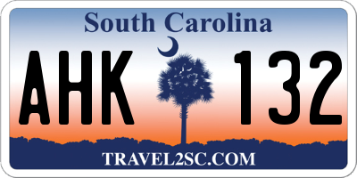 SC license plate AHK132