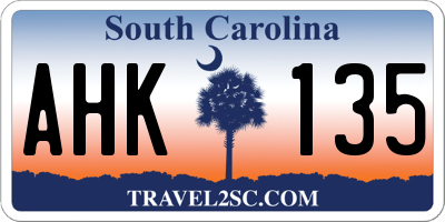 SC license plate AHK135
