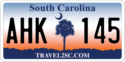 SC license plate AHK145