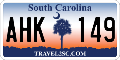 SC license plate AHK149