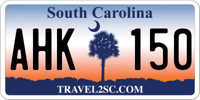 SC license plate AHK150