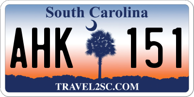 SC license plate AHK151