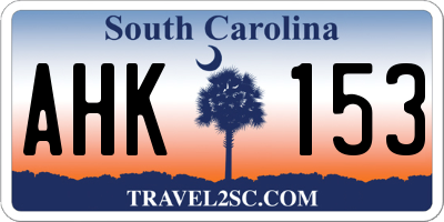 SC license plate AHK153