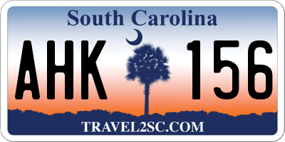 SC license plate AHK156