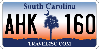 SC license plate AHK160