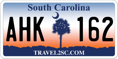 SC license plate AHK162
