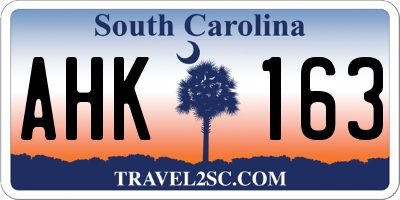 SC license plate AHK163