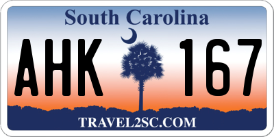 SC license plate AHK167