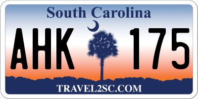 SC license plate AHK175