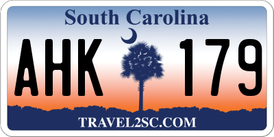 SC license plate AHK179