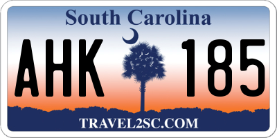 SC license plate AHK185
