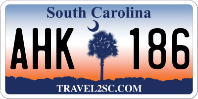 SC license plate AHK186