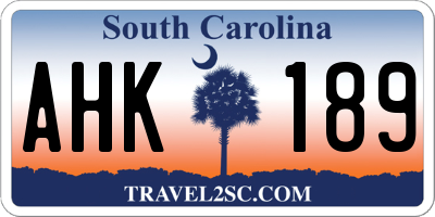 SC license plate AHK189