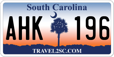 SC license plate AHK196