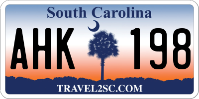 SC license plate AHK198