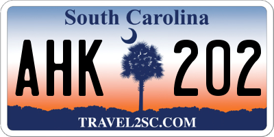 SC license plate AHK202