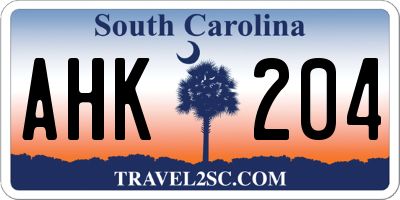 SC license plate AHK204