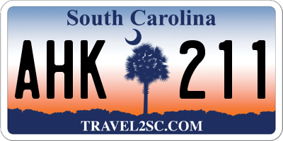 SC license plate AHK211