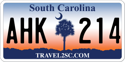 SC license plate AHK214