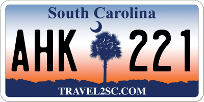 SC license plate AHK221