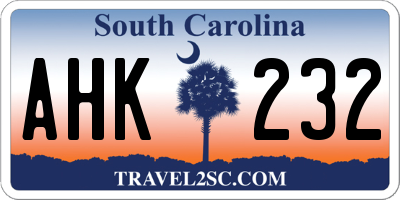 SC license plate AHK232