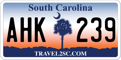 SC license plate AHK239