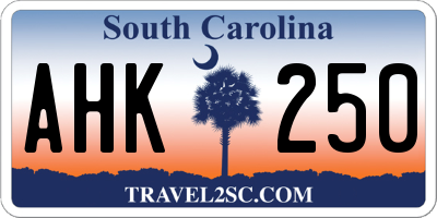 SC license plate AHK250