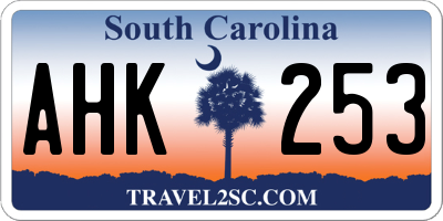 SC license plate AHK253