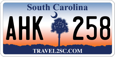 SC license plate AHK258