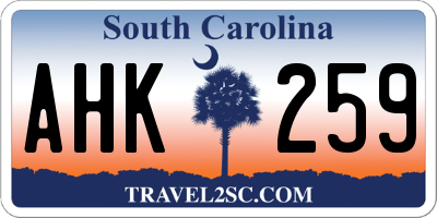 SC license plate AHK259