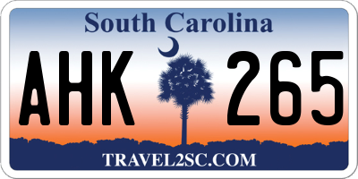 SC license plate AHK265