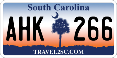 SC license plate AHK266