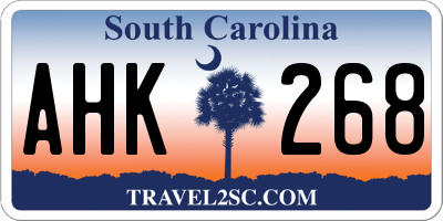 SC license plate AHK268