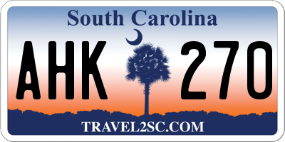 SC license plate AHK270