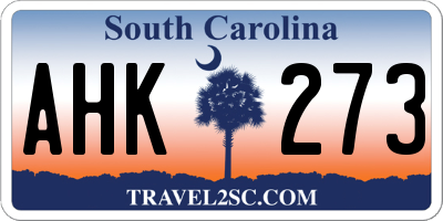 SC license plate AHK273