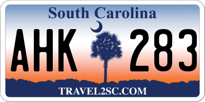 SC license plate AHK283